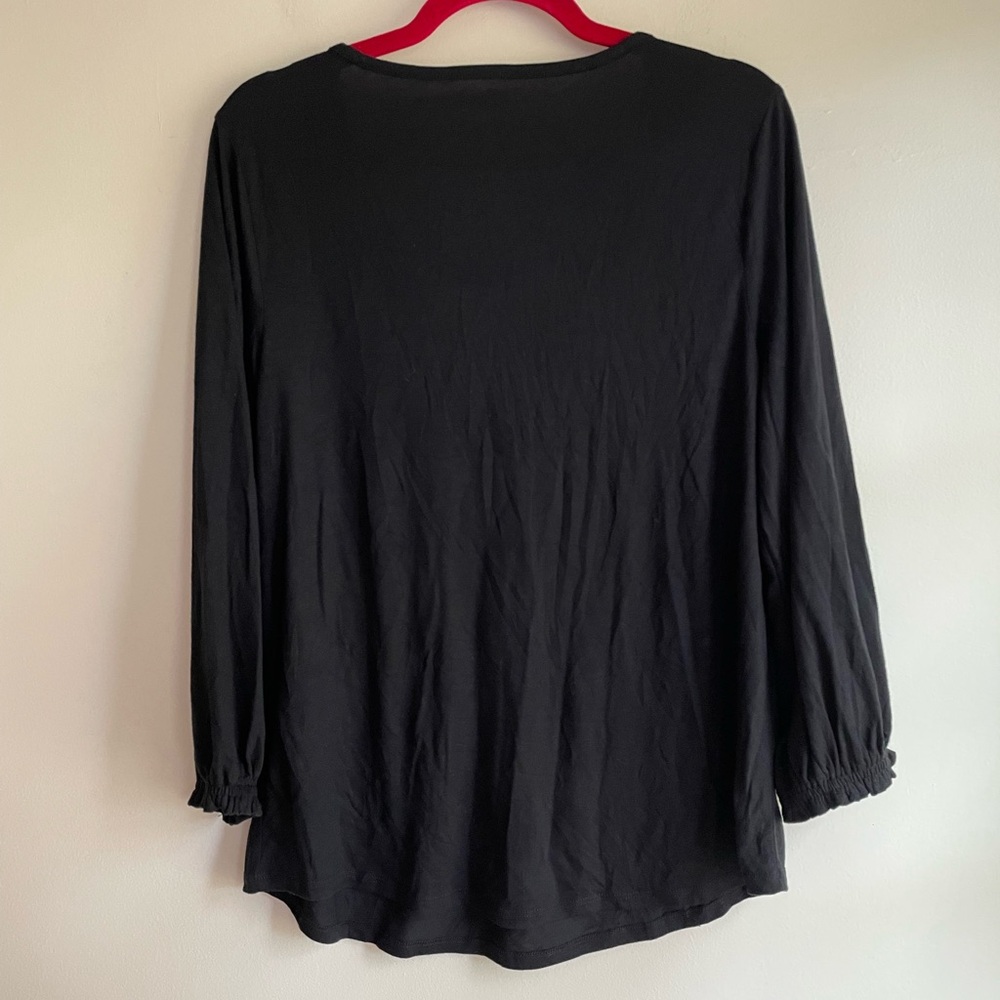 a.n.a  Black Knit  Peasant Blouse Size L - Picture 4 of 6
